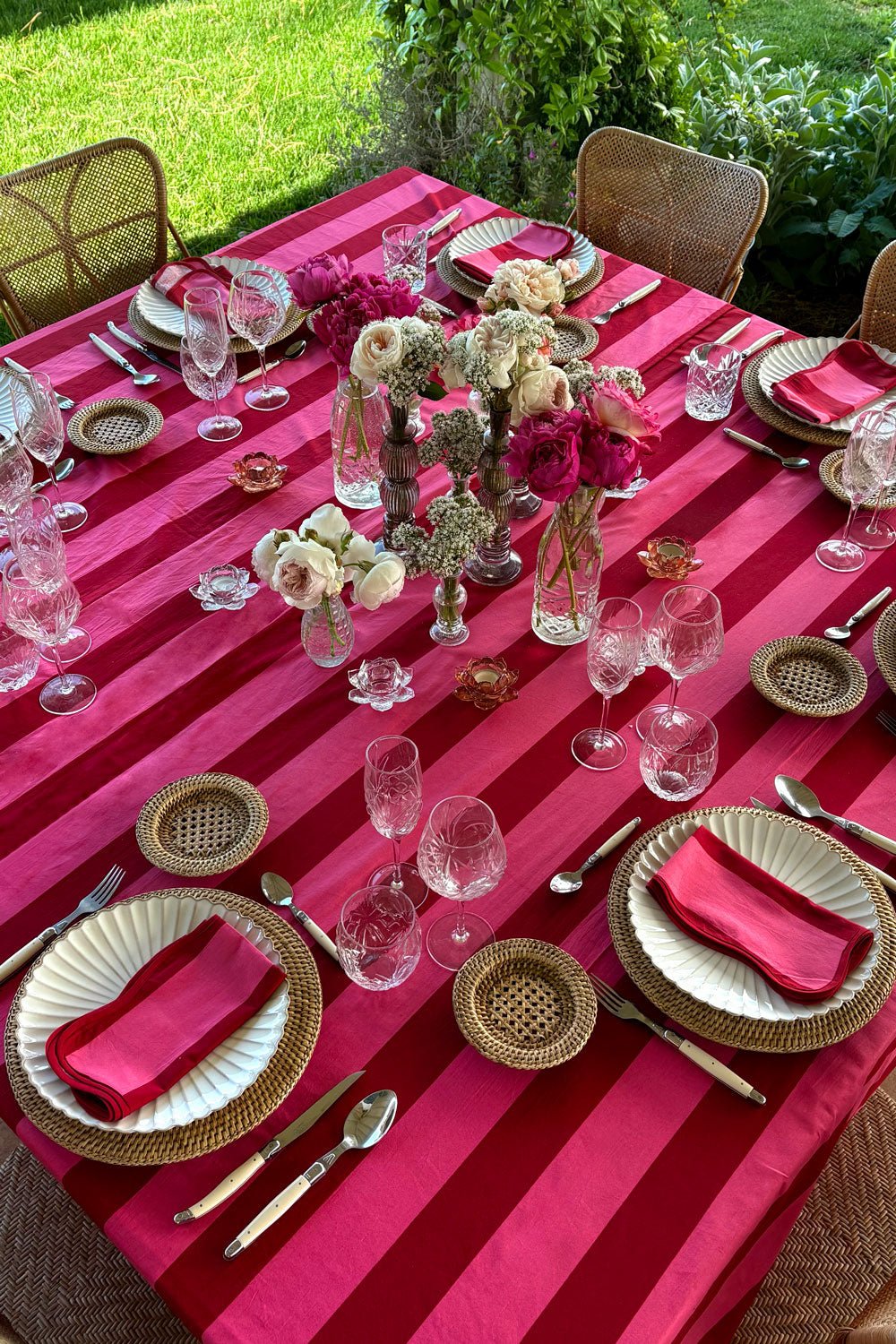 Mantel Rayas Rosas Y Rojas Cristina Oria