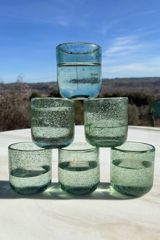 Set De 6 Vasos Verdes Diseño Burbujas Cristina Oria