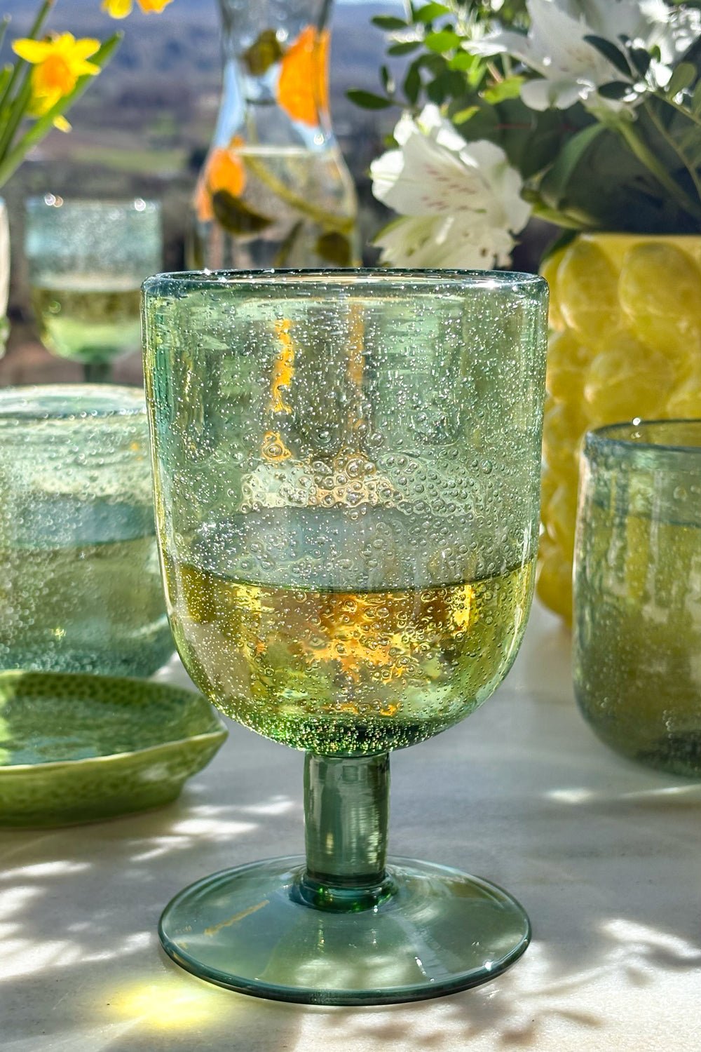 Detalle Set De 6 Copas Verdes Diseño Burbujas Cristina Oria