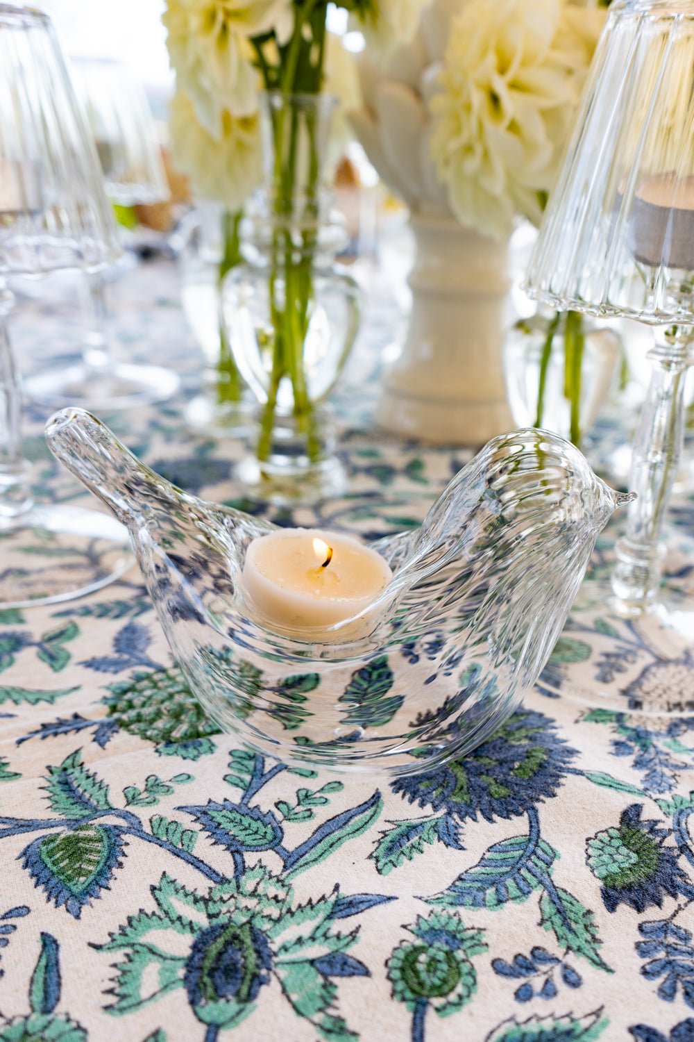 Detalle Vela Portavelas De Cristal Con Diseño De Pájaro Cristina Oria