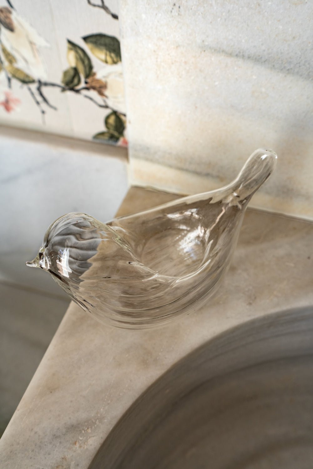 Detalle Producto Portavelas De Cristal Con Diseño De Pájaro Cristina Oria