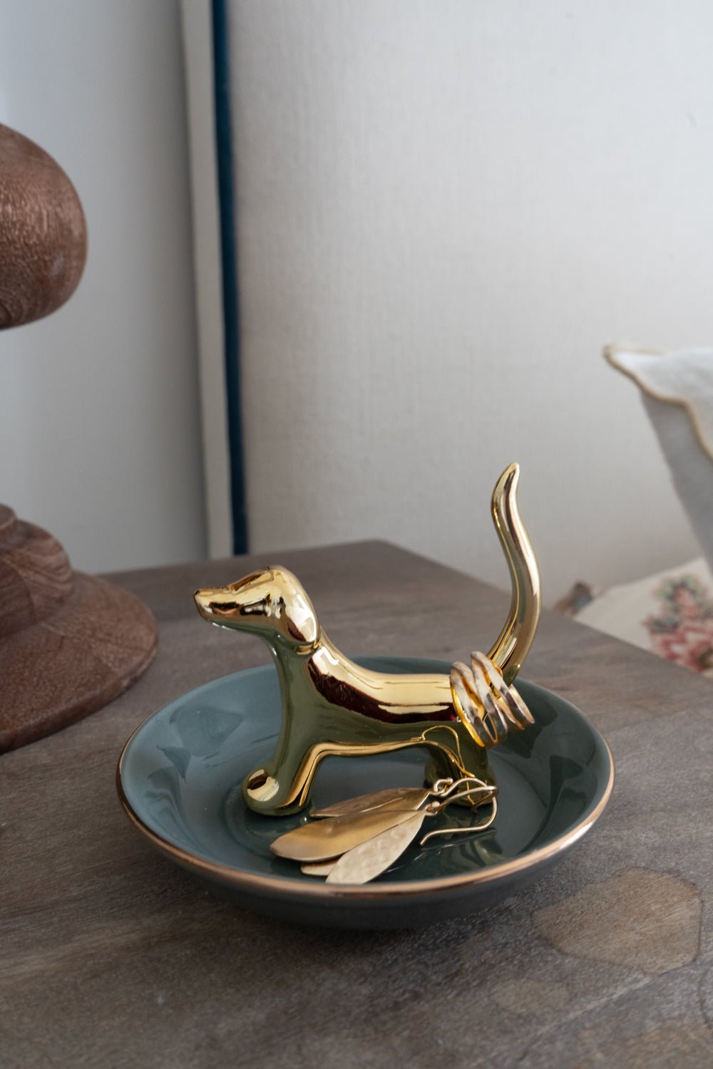 Porta Anillos Perro Dorado Cristina Oria