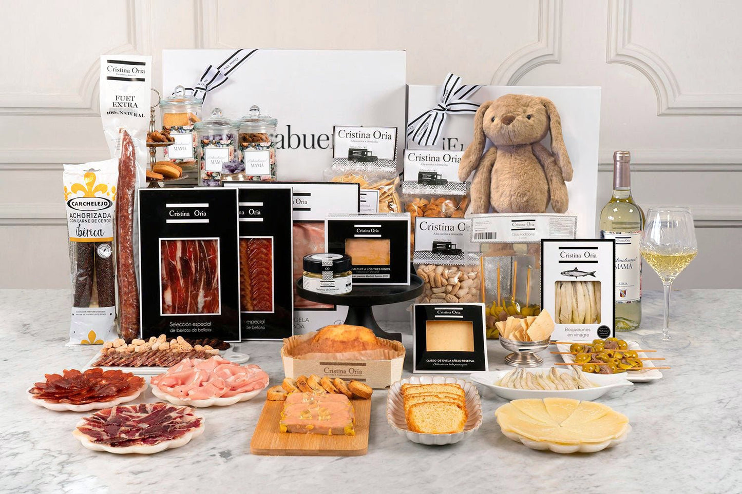 Caja Recién Mamá La Más Gourmet & Peluche Conejo Marrón Cristina Oria