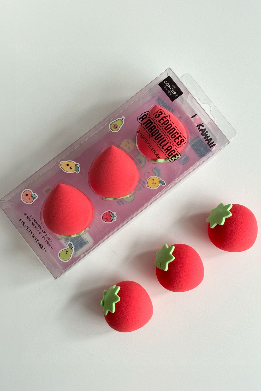 Juego De 3 Esponjas De Maquillaje Kawaii Fresa Cristina Oria
