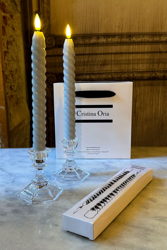 Set De 2 Candelabros De Cristal Pequeños & Velas LED Cristina Oria