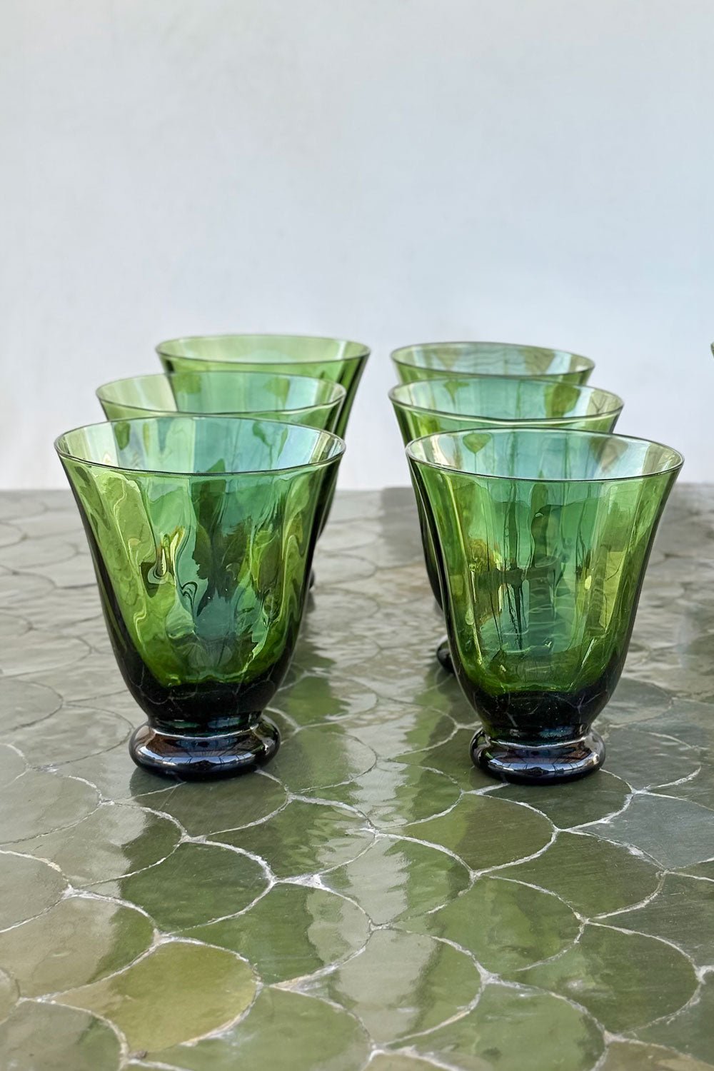 Set De 6 Vasos De Cristal Verdes Cristina Oria