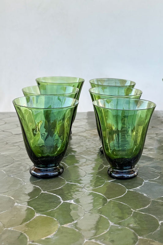 Set De 6 Vasos De Cristal Verdes Cristina Oria