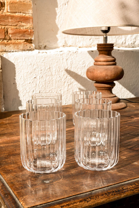 Set 6 Vasos Cristal Ondas Pequeños