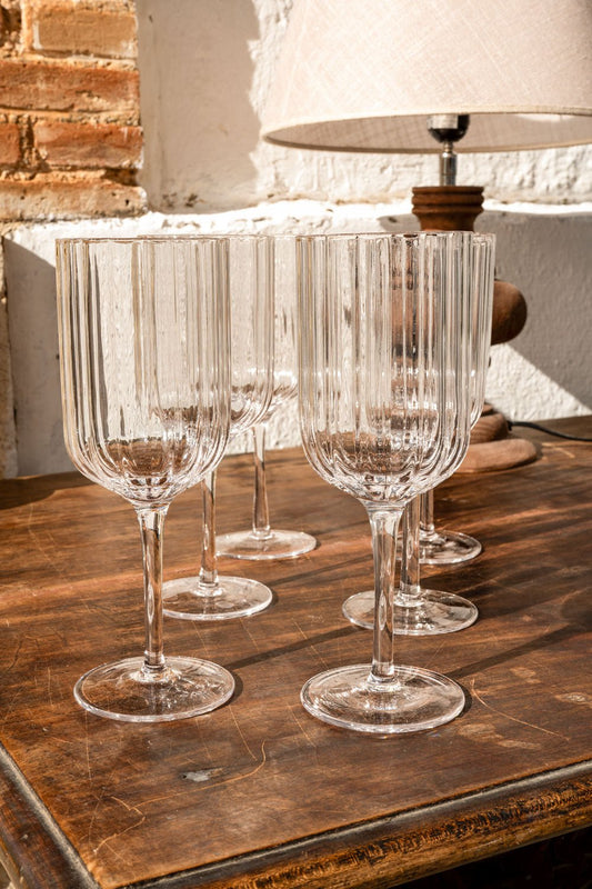 Set 6 Copas De Vino Cristal Ondas