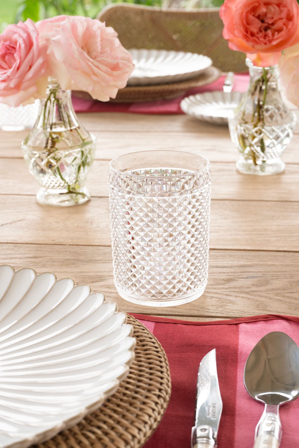 Detalle Vaso Set 18 Piezas Cristalería Acrílica Picos Transparente Cristina Oria