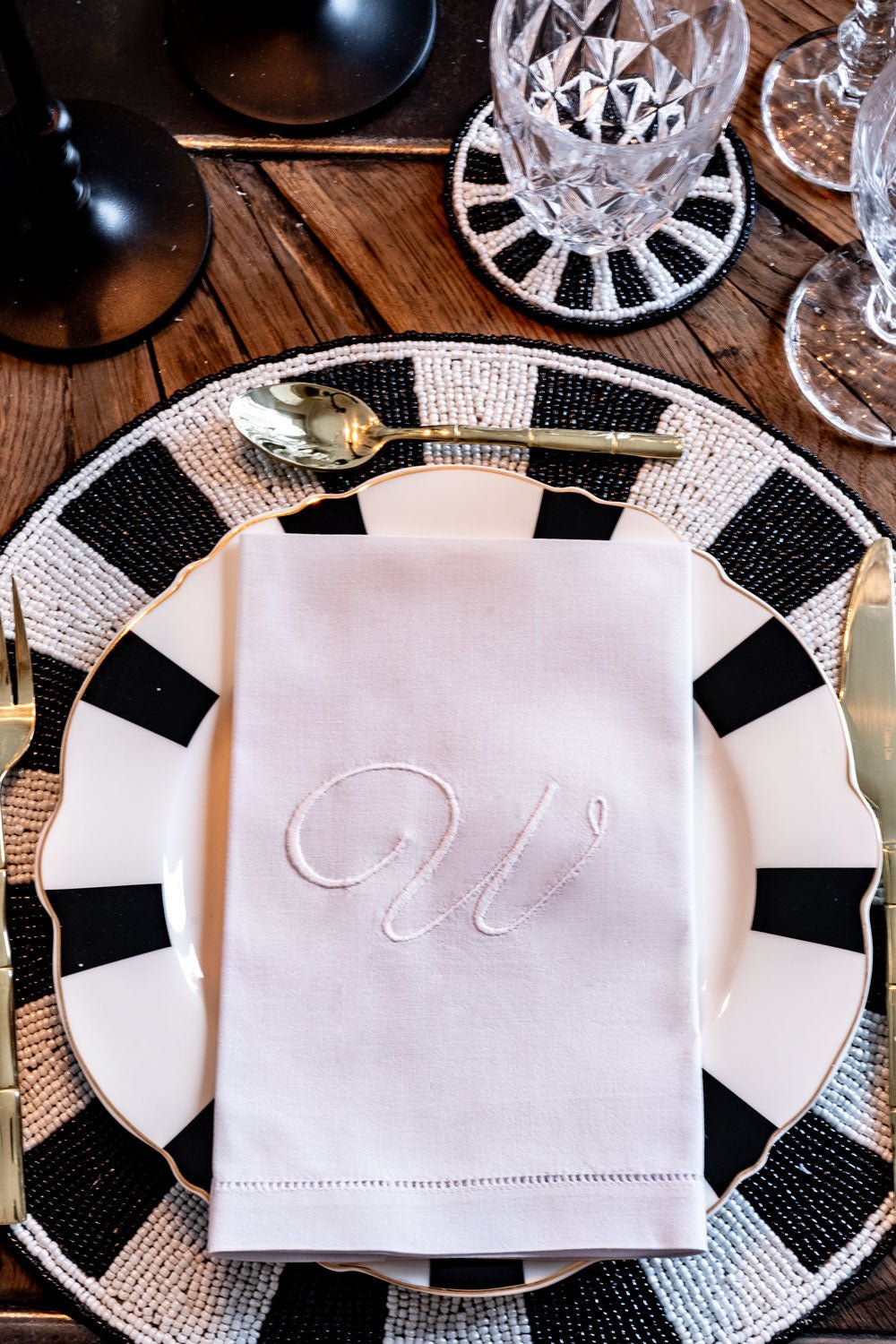 Serviette en coton avec détail ourlet initiale P
