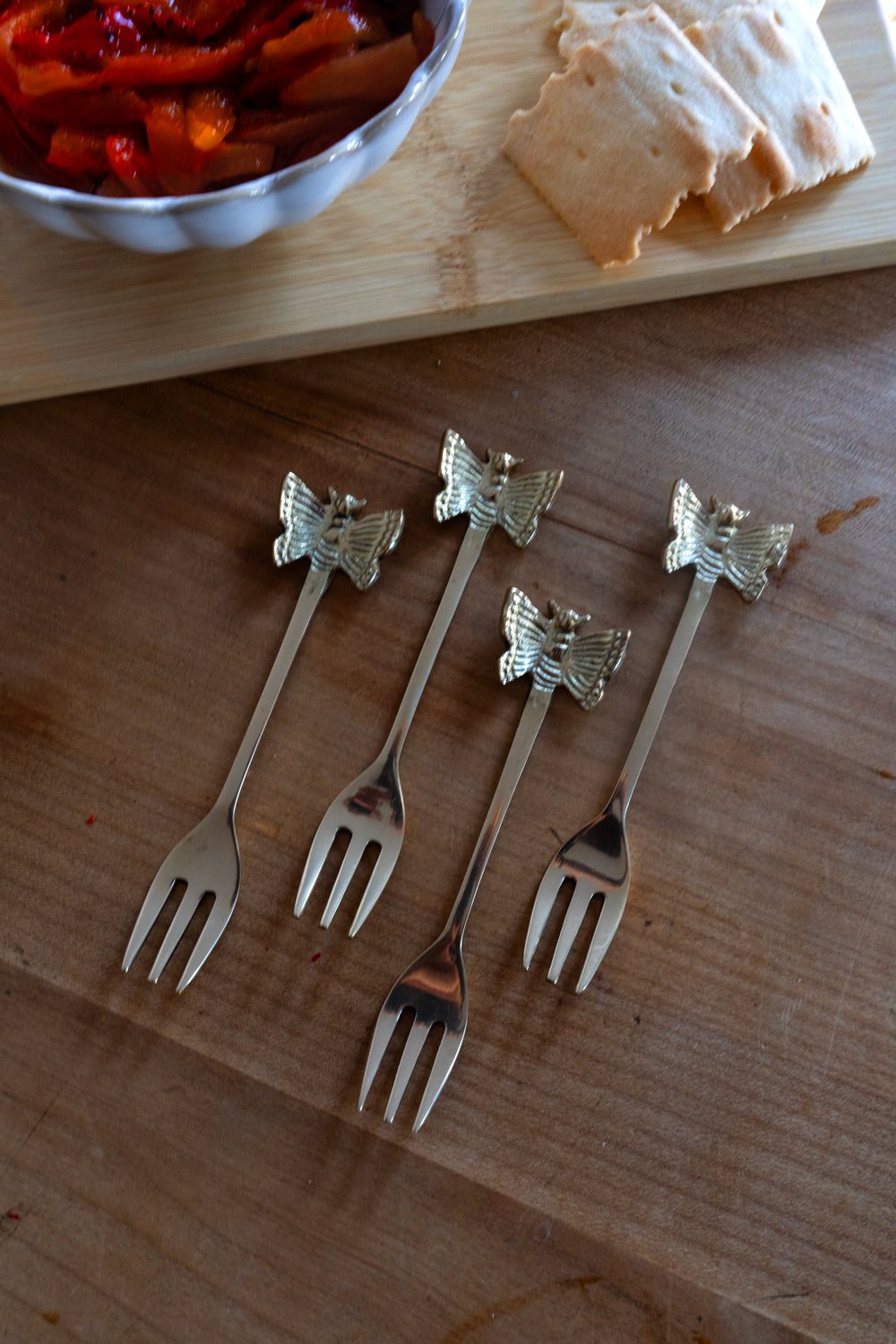 Set De 4 Tenedores Dorados Con Diseño De Mariposa Cristina Oria