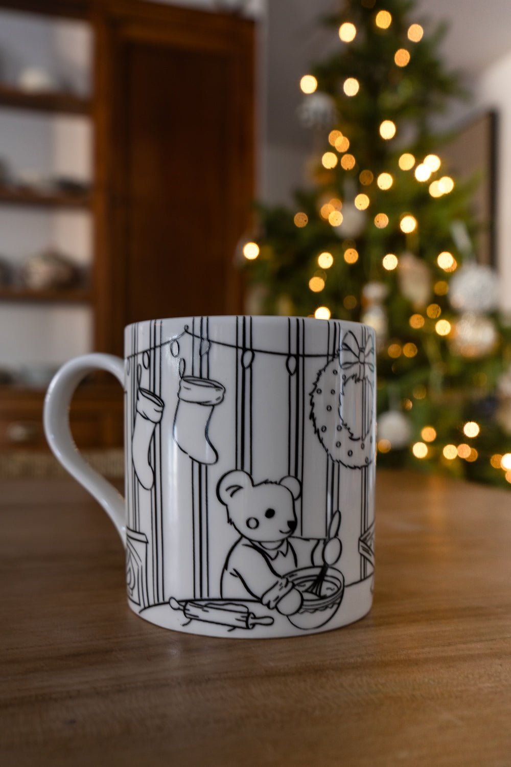 Detalle Sin Pintar Tres Mug Coloreable Con Diseño De Osos Especial Navidad Cristina Oria