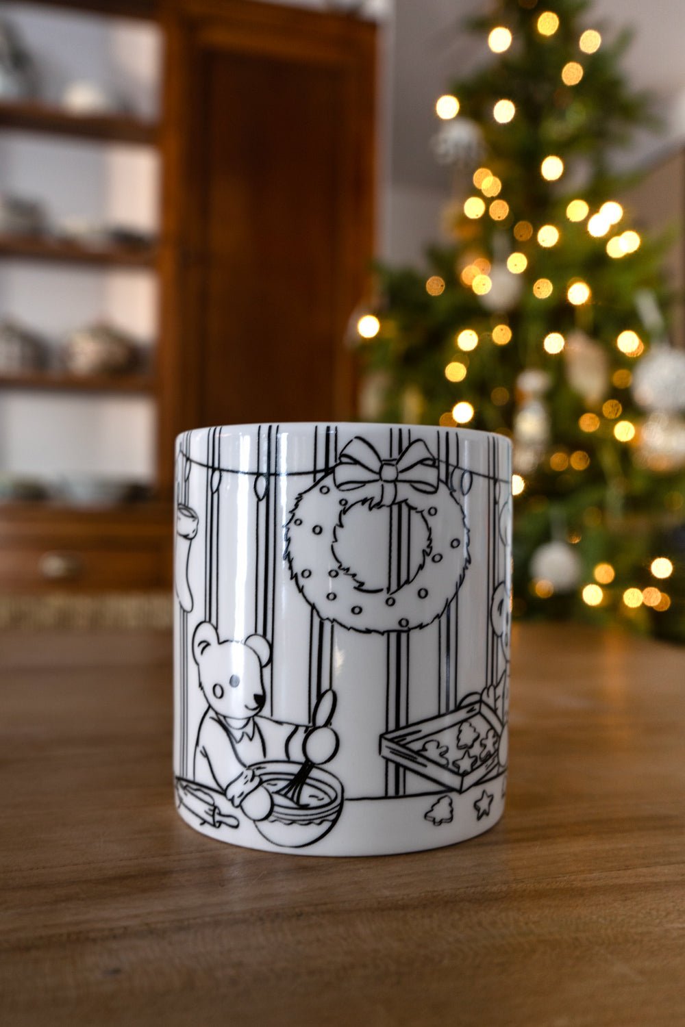 Detalle Sin Pintar Cuatro Mug Coloreable Con Diseño De Osos Especial Navidad Cristina Oria