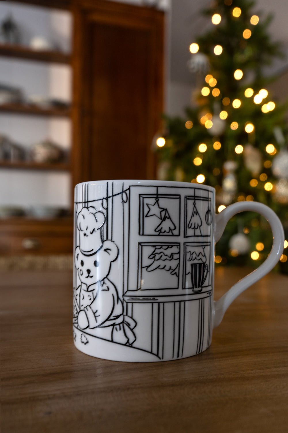 Detalle Sin Pintar Dos Mug Coloreable Con Diseño De Osos Especial Navidad Cristina Oria