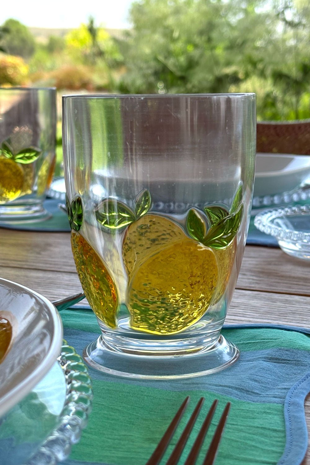 Detalle Set 6 Vasos Acrílicos Diseño Limones Cristina Oria