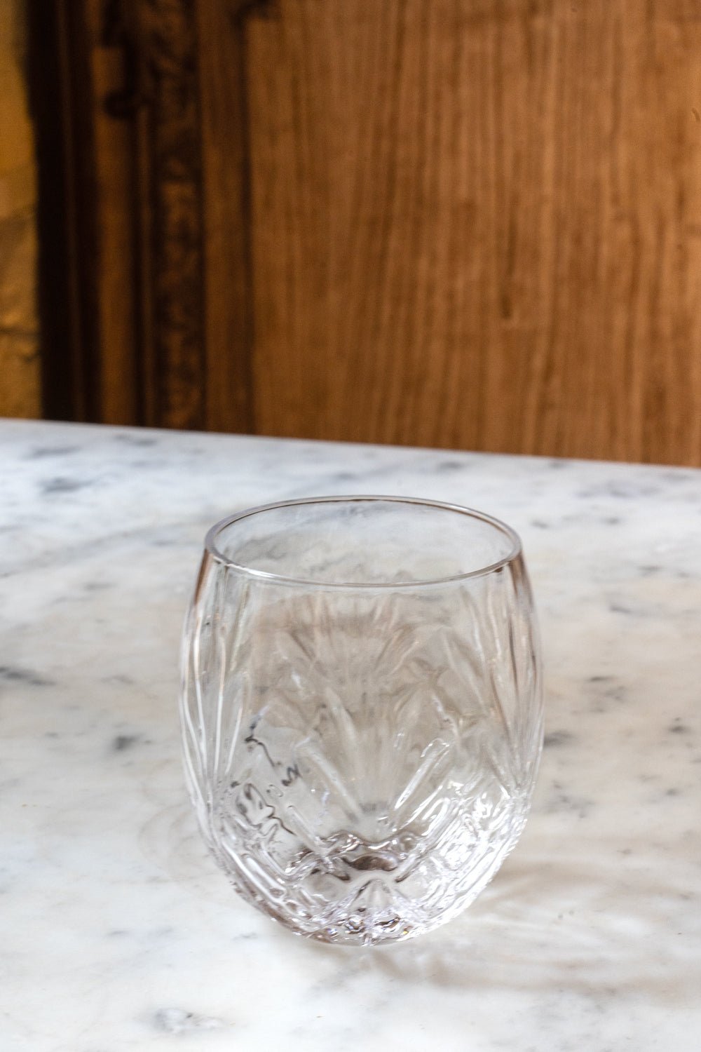 Detalle Diseño Vaso Cristal Oval Pequeño Espiga Cristina Oria