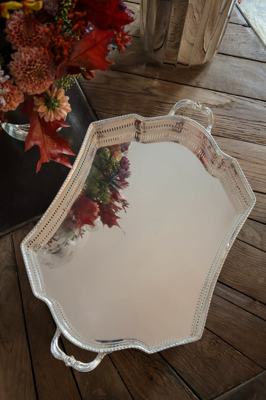 Bandeja Rectangular Con Asas De Plata Cristina Oria