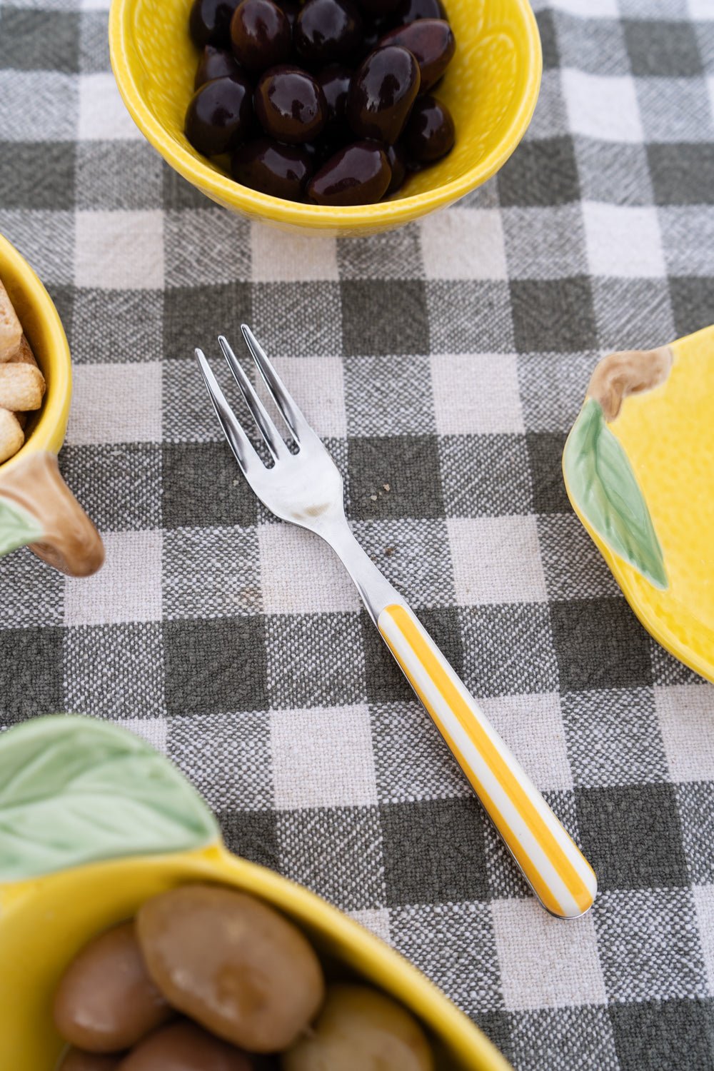 Tenedor Con Diseño De Rayas Amarillas Cristina Oria