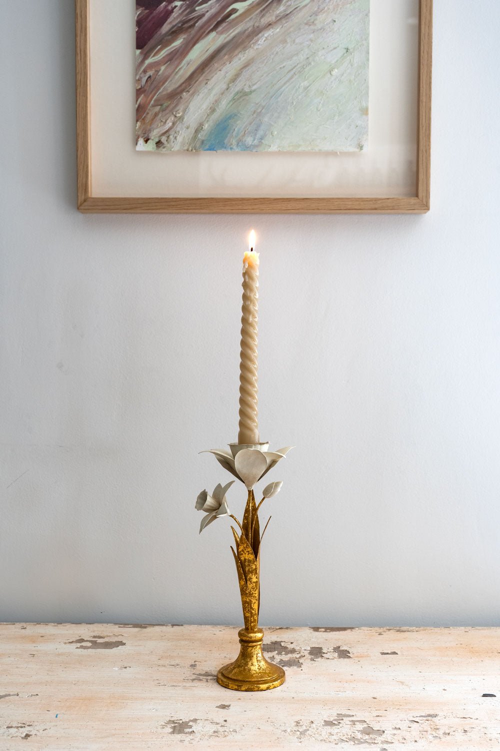 Candelabro Dorado Y Blanco Diseño Narciso Cristina Oria