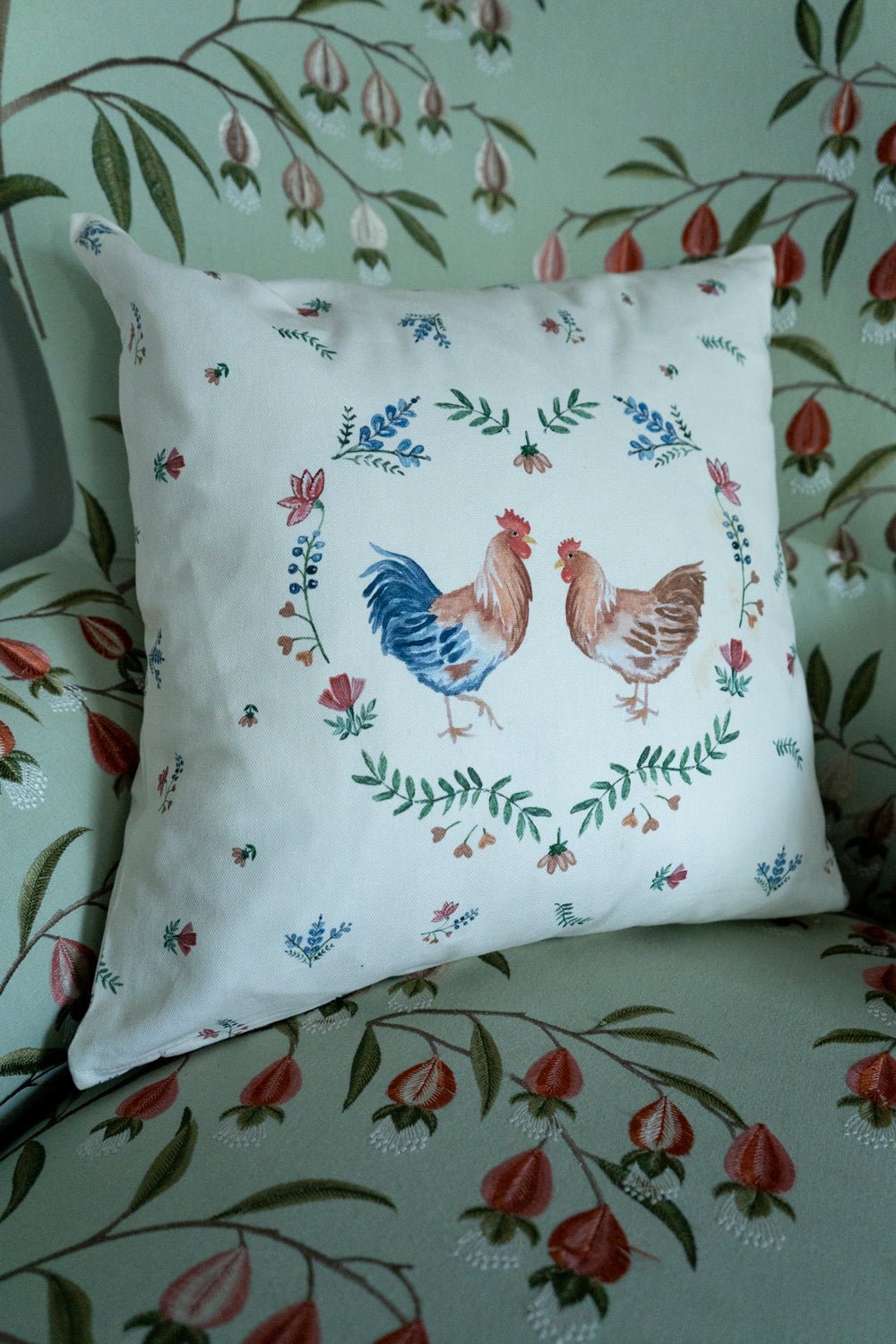 Funda De Cojín De Algodón Con Diseño De Gallinas Cristina Oria