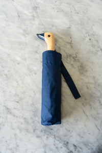 Paraguas Con Diseño Azul Marino Y Mango Con Cabeza De Pato