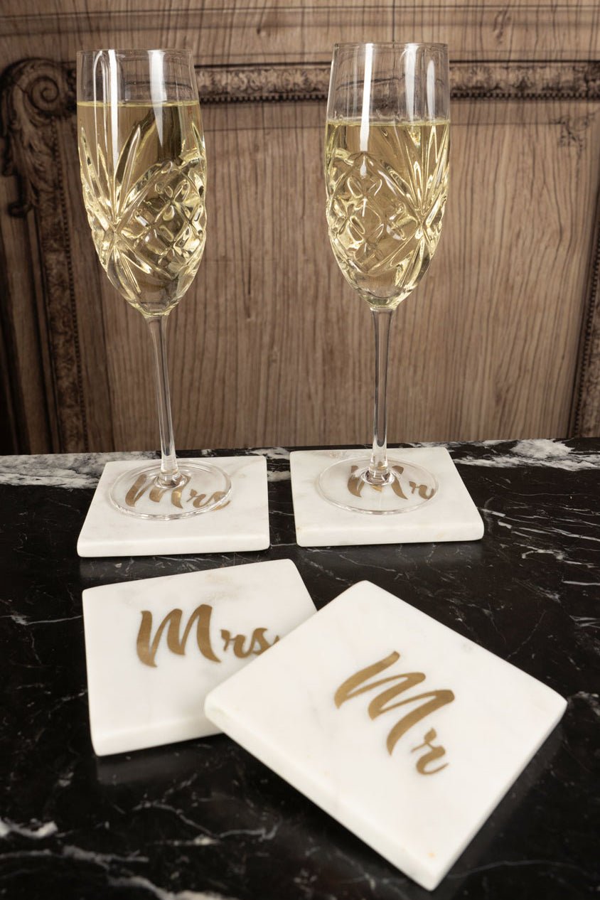 Lot 2 sous-verres en marbre Mr & Mrs