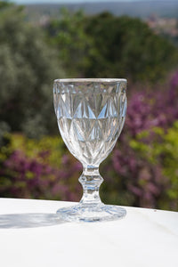 Set 6 Copas Cristal Transparente Rombos