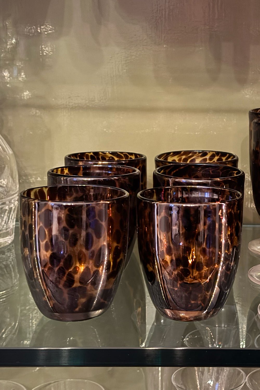 Set 6 Vasos De Cristal Con Diseño Moteado Ámbar Cristina Oria