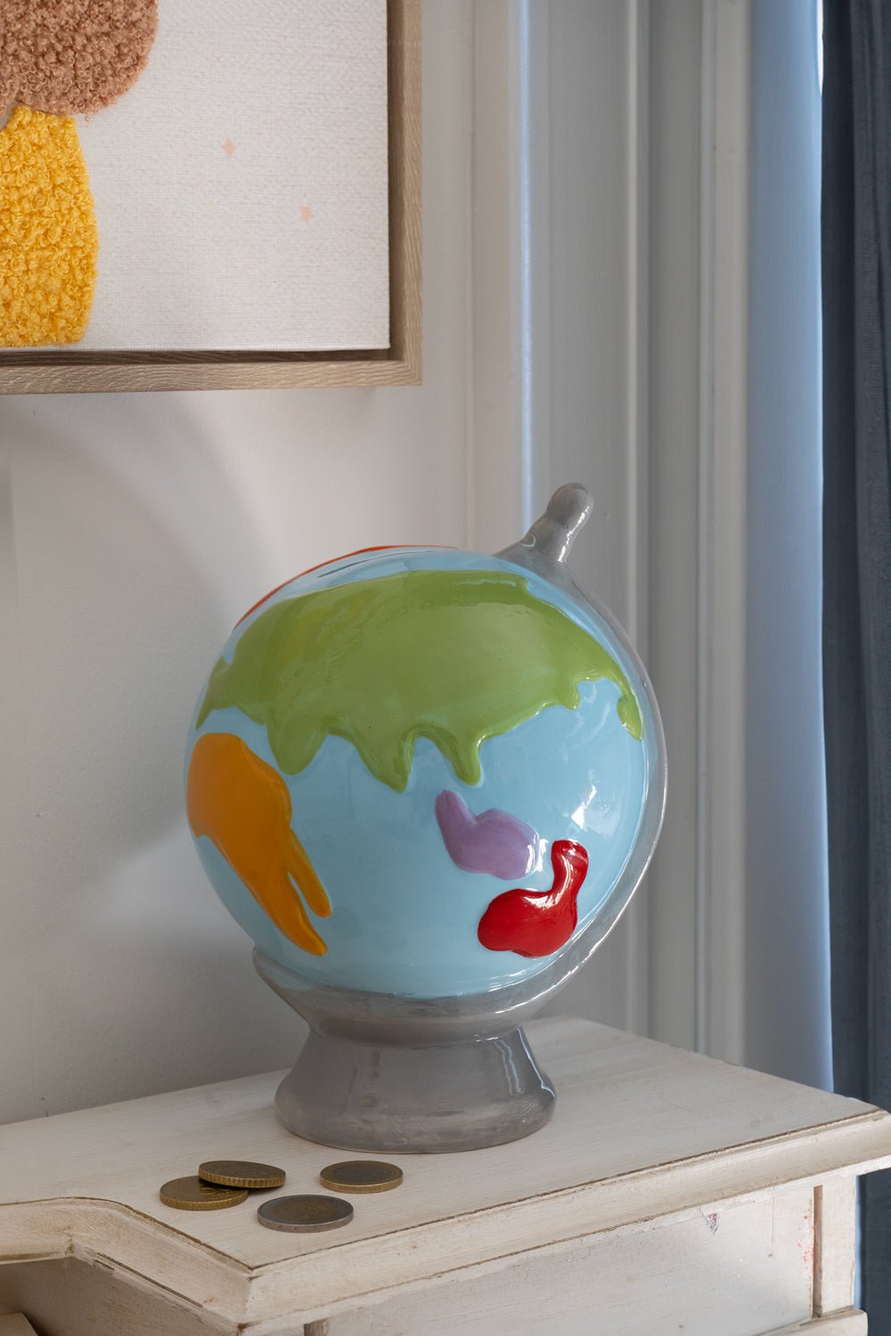 Hucha Diseño Globo Terráqueo Gris Cristina Oria