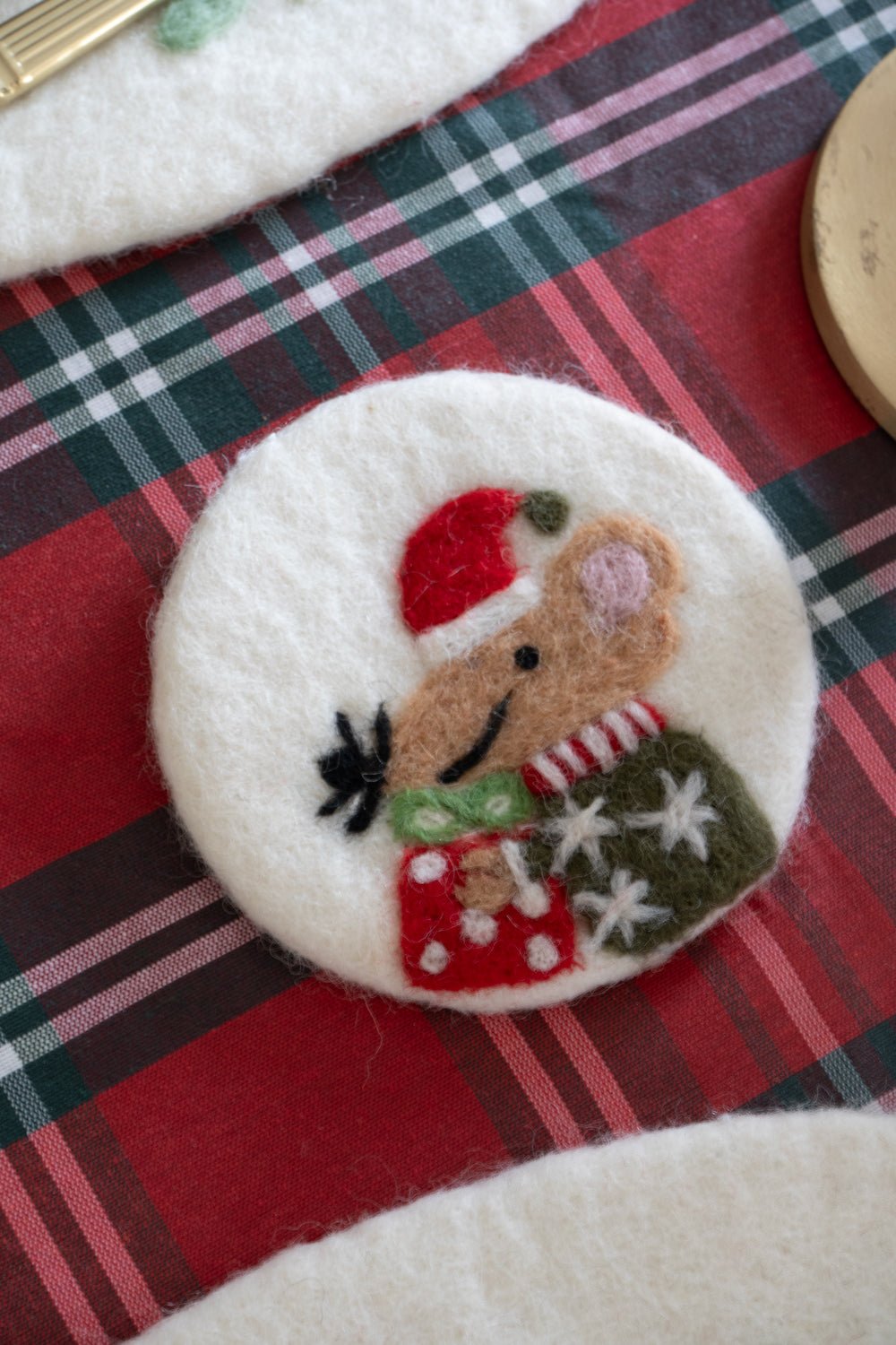Posavasos De Fieltro Blanco Con Diseño De Ratón Con Regalo Cristina Oria