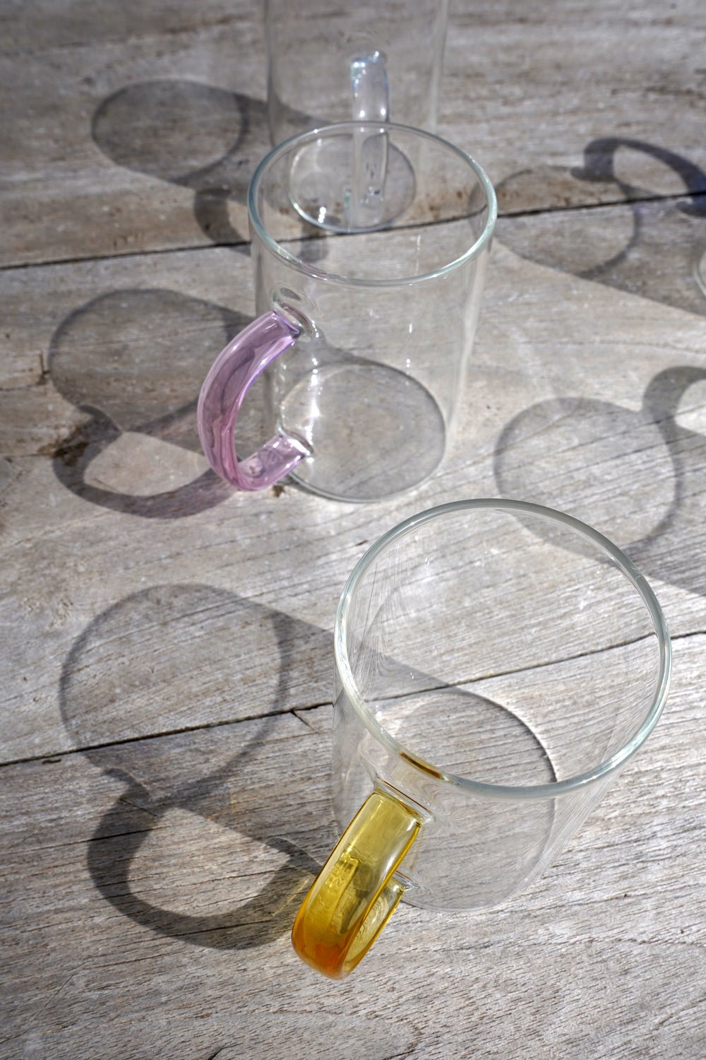 Taza De Cristal Con Asa De Colores