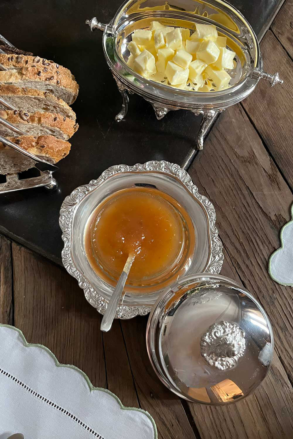 Recipiente de prata e cristal CO especial para compotas e molhos
