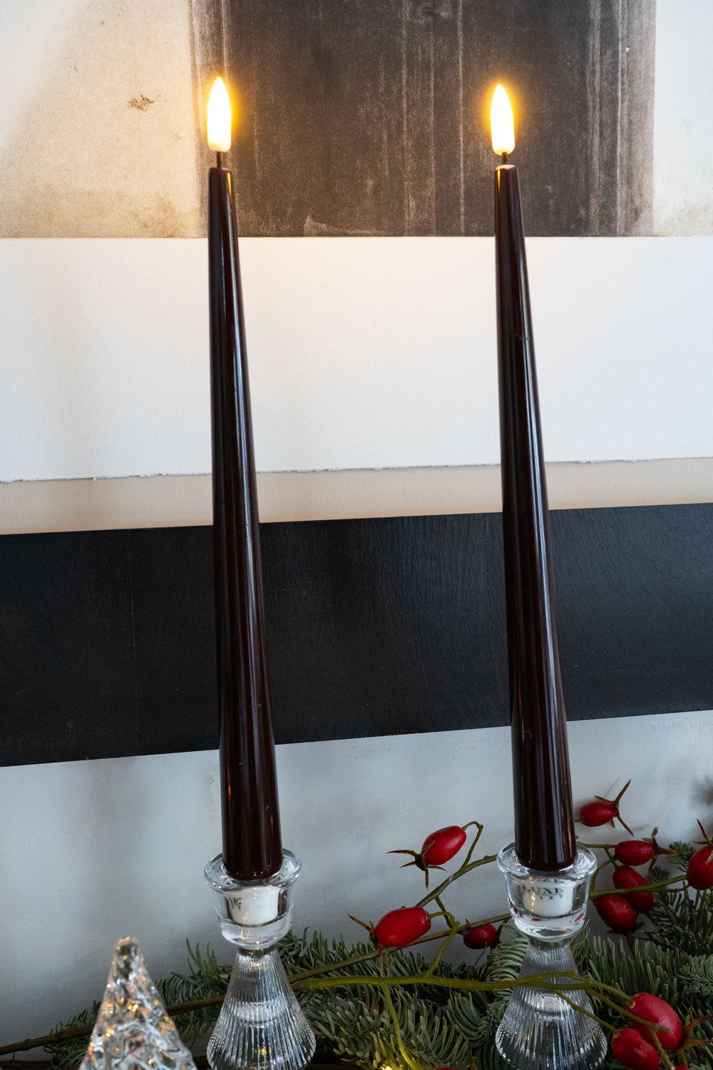 Set De 2 Velas LED Color Granate Cristina Oria