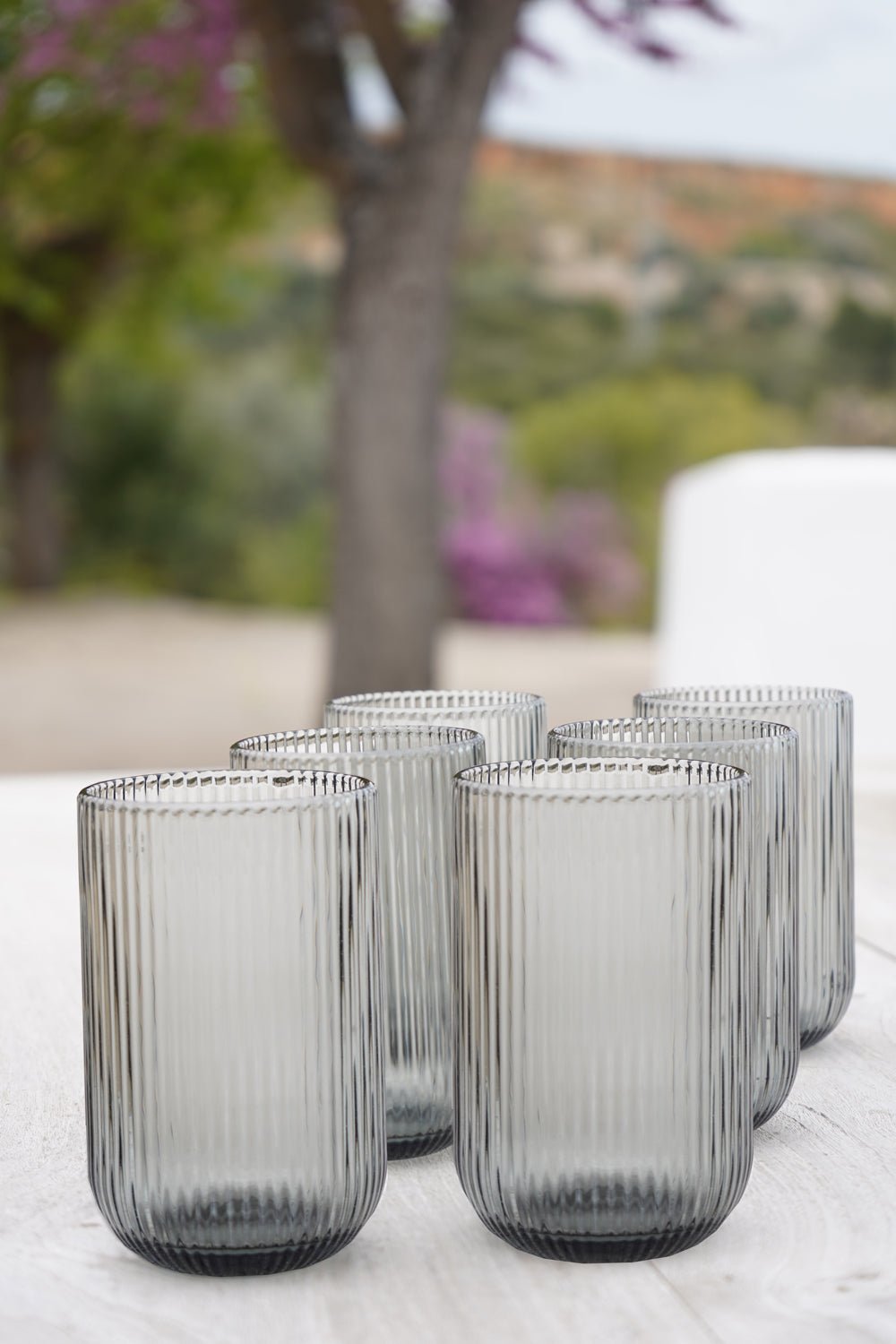Cristalería De Diseño Gris Vasos Altos Cristina