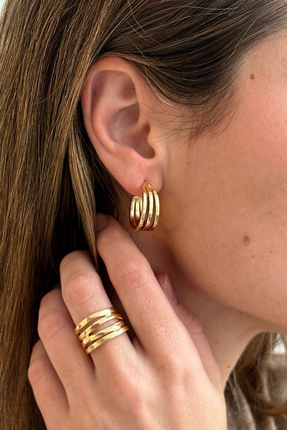 Combinación Anillo & Pendientes Argollas Cristina Oria