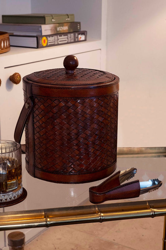 Secchiello per il ghiaccio grande con design a reticolo in pelle