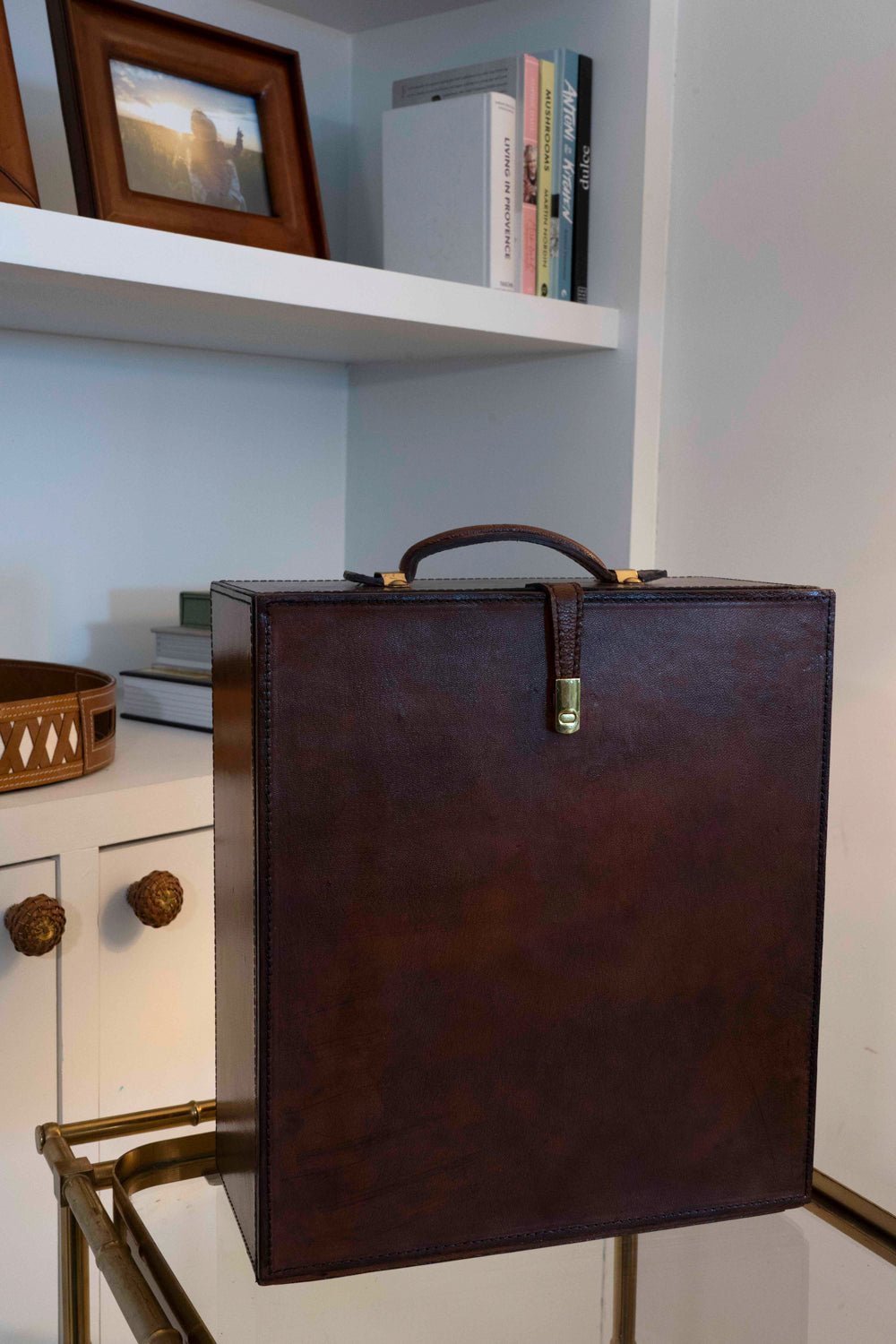 Cofre Mini Bar De Cuero Con Cubitera