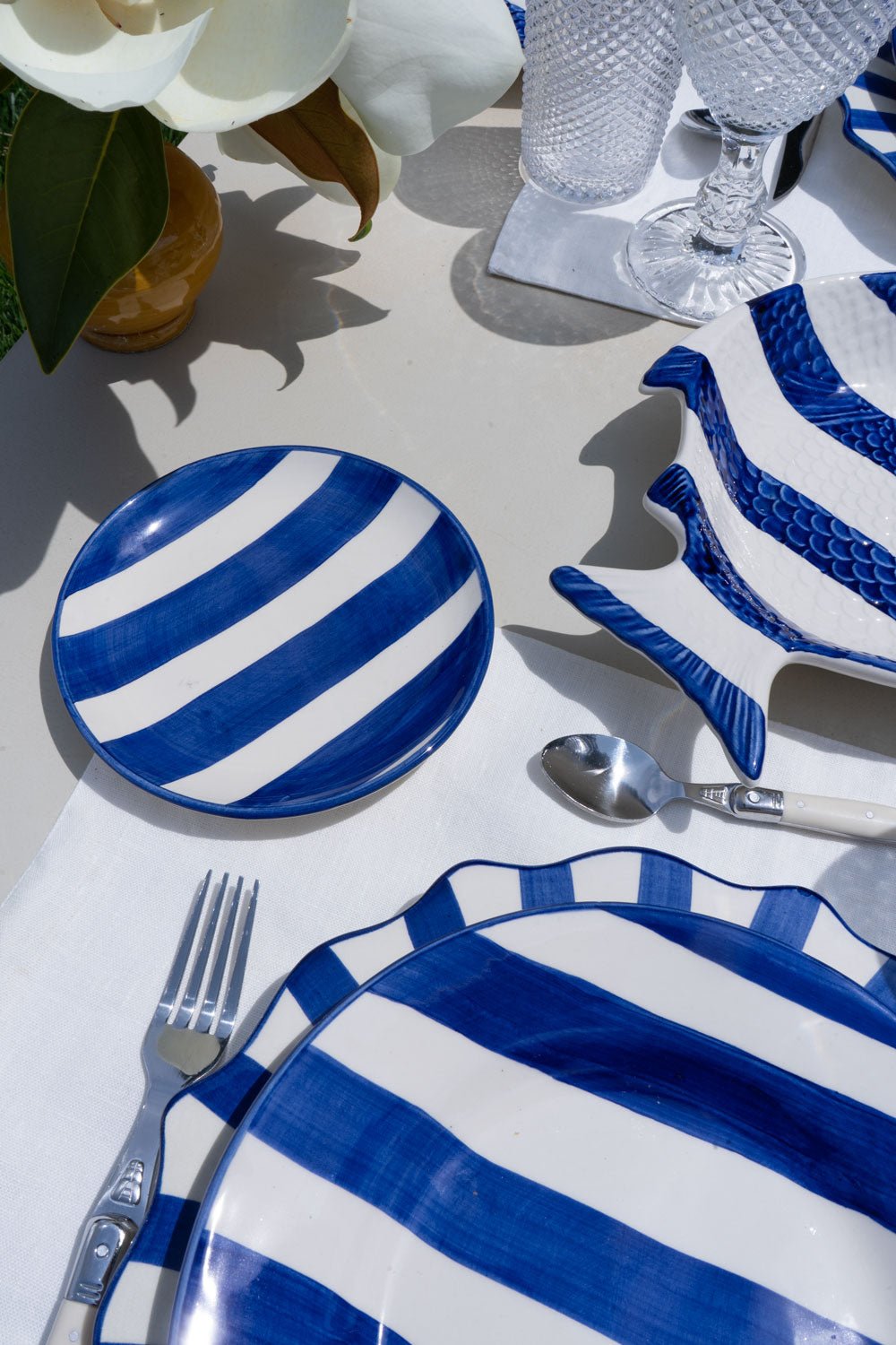 Plato pan rayas azules Vajilla portuguesa Cristina Oria