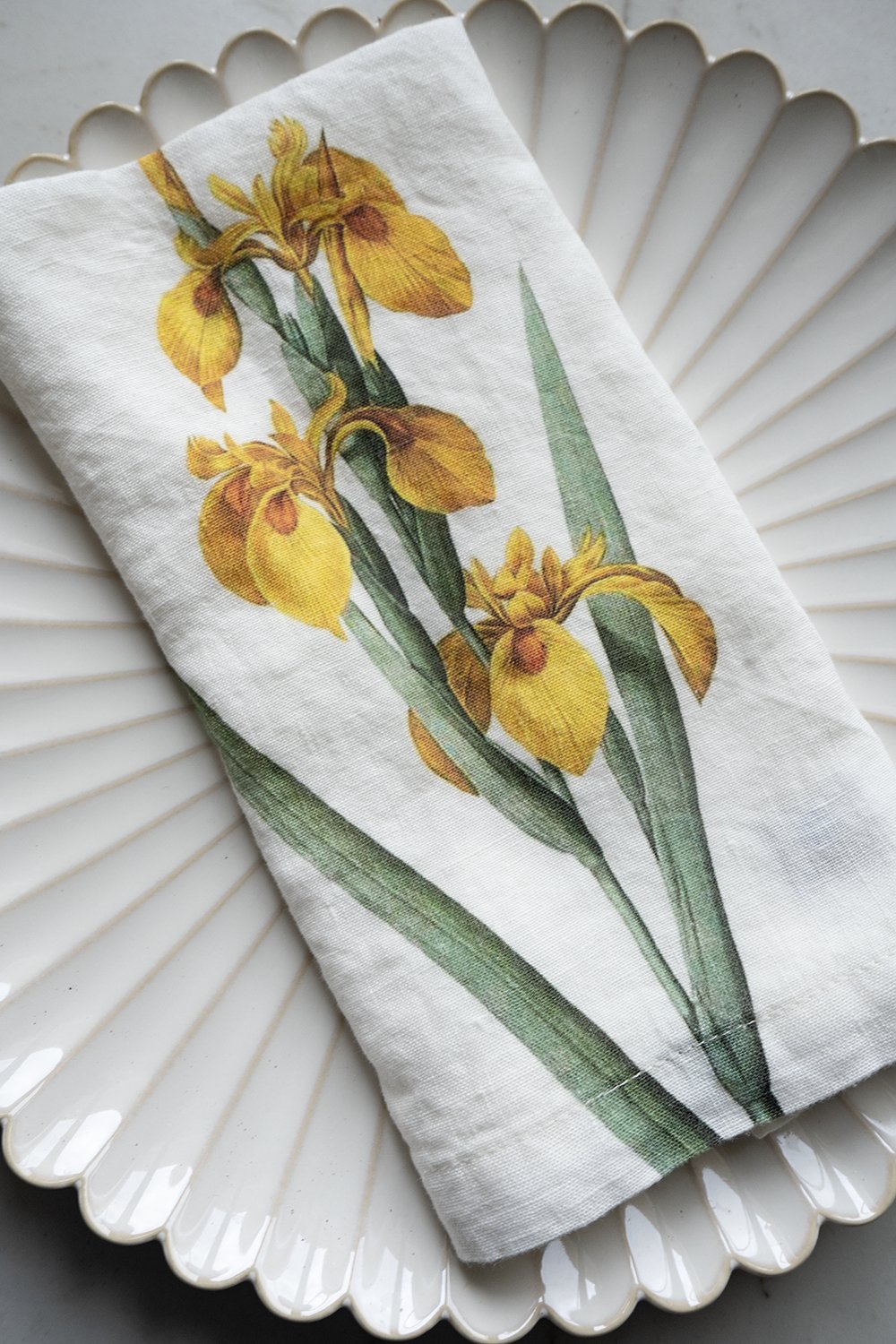 Set 6 Servilletas De Lino Con Diseño De Flores Amarillas - Cristina Oria