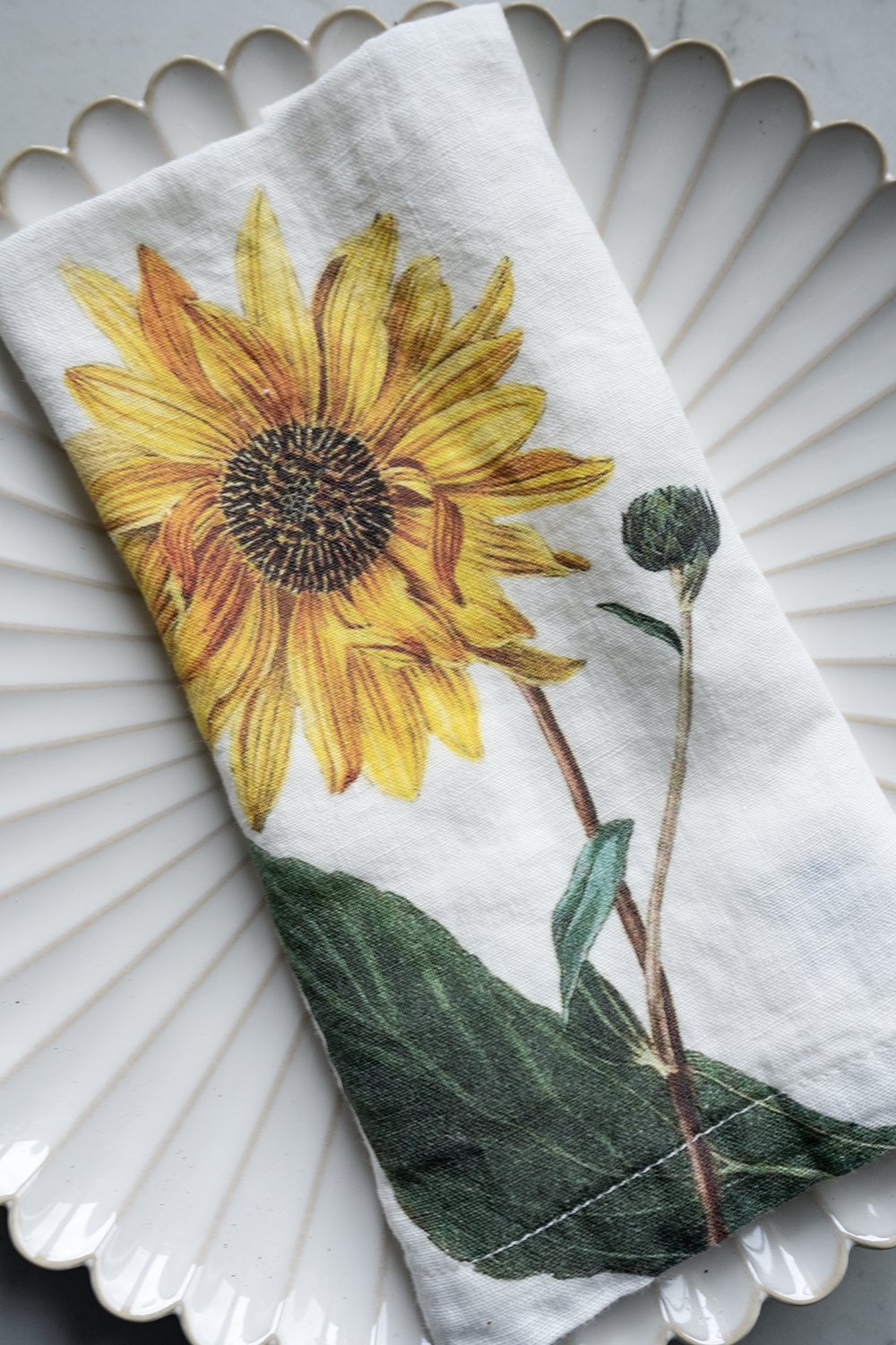Set 6 Servilletas De Lino Con Diseño De Flores Amarillas - Cristina Oria