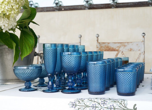 Set Completo Cristalería Azul Oscuro Picos 6 Pers - Cristina Oria