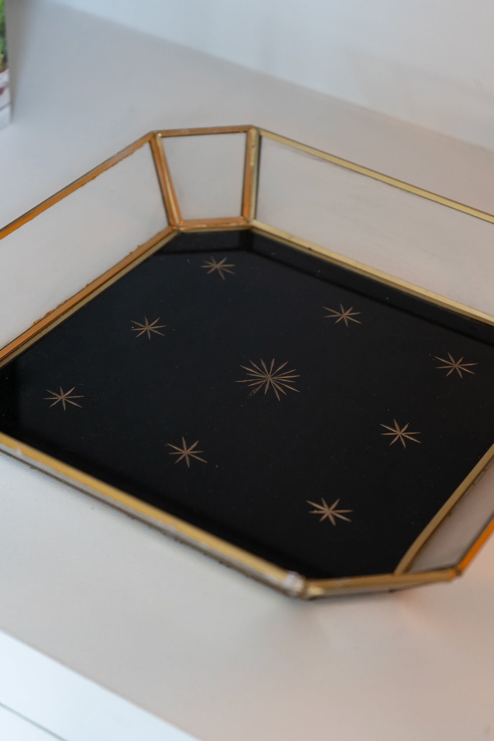 Bandeja Cuadrada De Cristal Dorada Con Diseño De Estrellas - Cristina Oria