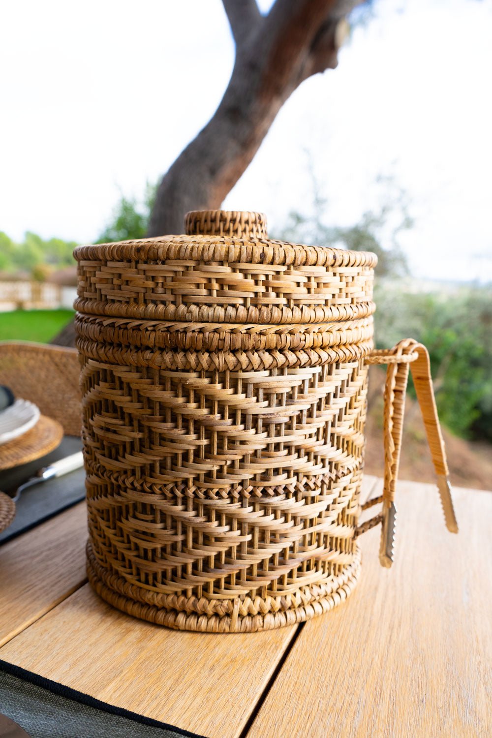 Cubitera De Ratán Diseño Trenzado Con Tapa Y Pinza - Cristina Oria