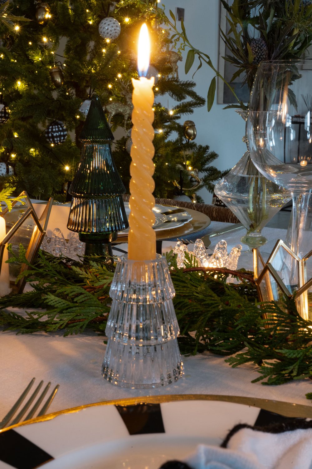 Portavelas De Cristal Con Diseño De Árbol Transparente - Cristina Oria