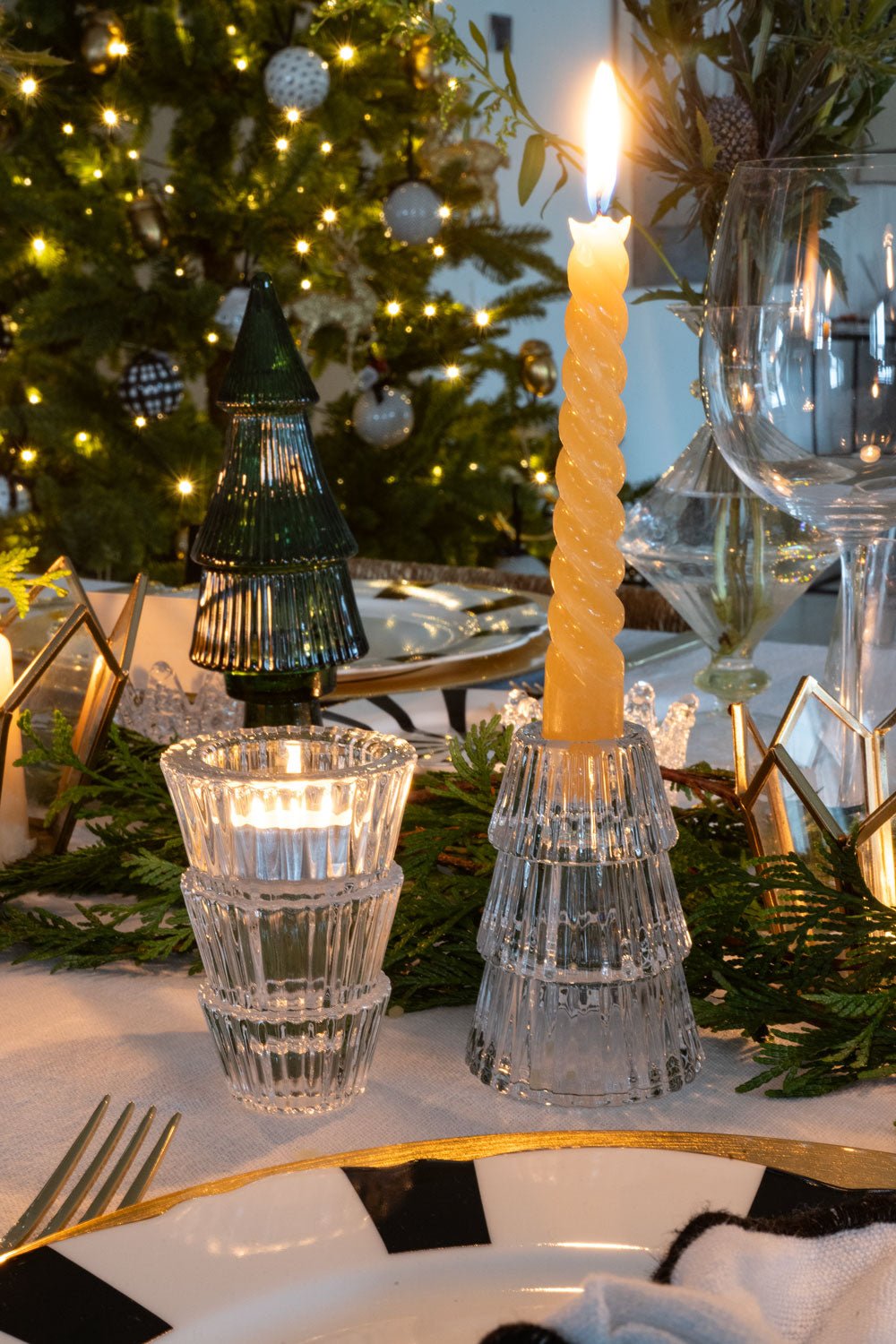 Portavelas De Cristal Con Diseño De Árbol Transparente - Cristina Oria