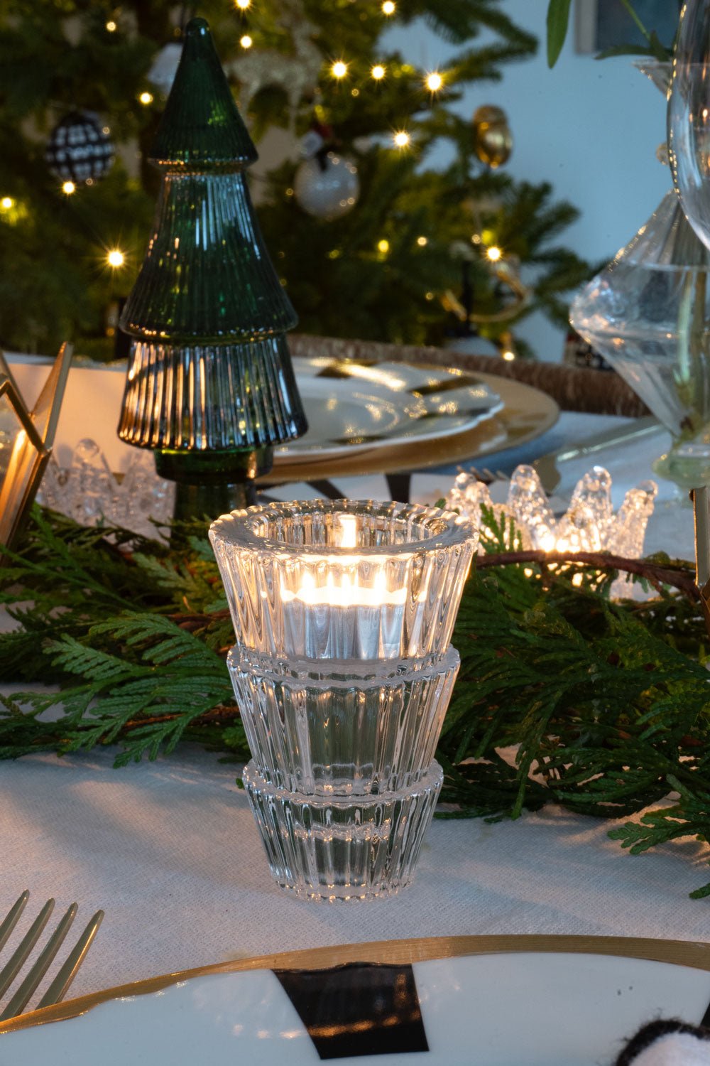 Portavelas De Cristal Con Diseño De Árbol Transparente - Cristina Oria