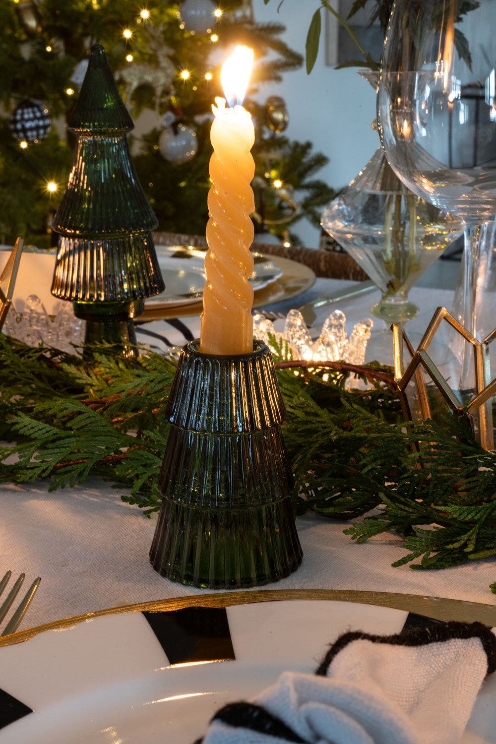 Portavelas De Cristal Con Diseño De Árbol Verde - Cristina Oria