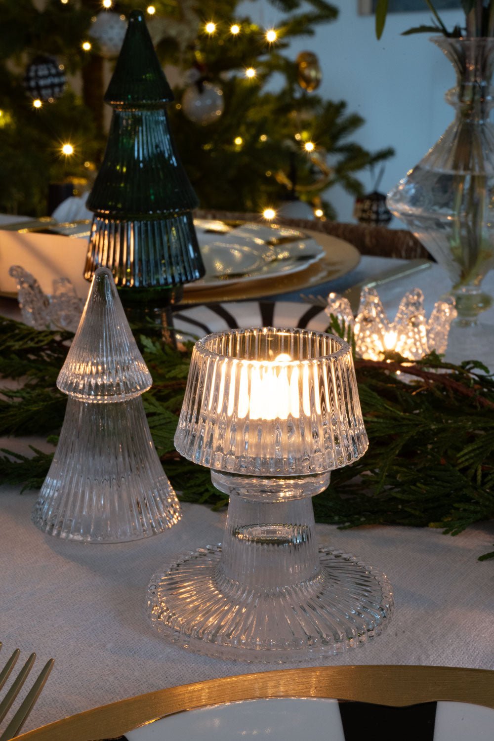 Portavelas De Cristal Con Tapa Con Diseño De Árbol Transparente - Cristina Oria