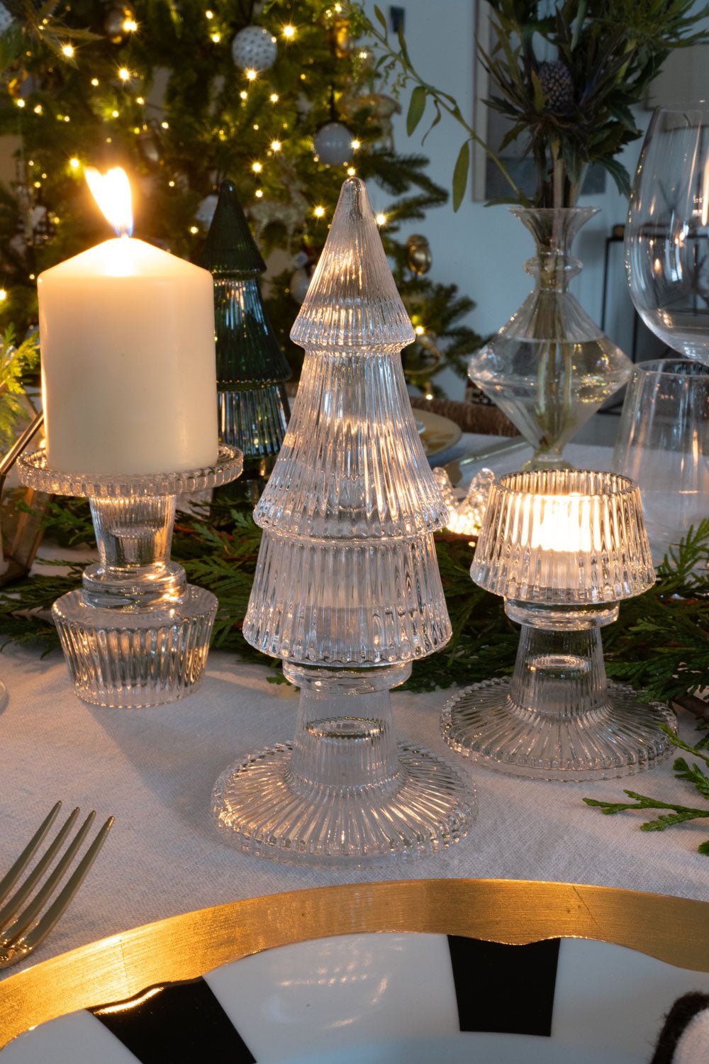 Portavelas De Cristal Con Tapa Con Diseño De Árbol Transparente - Cristina Oria